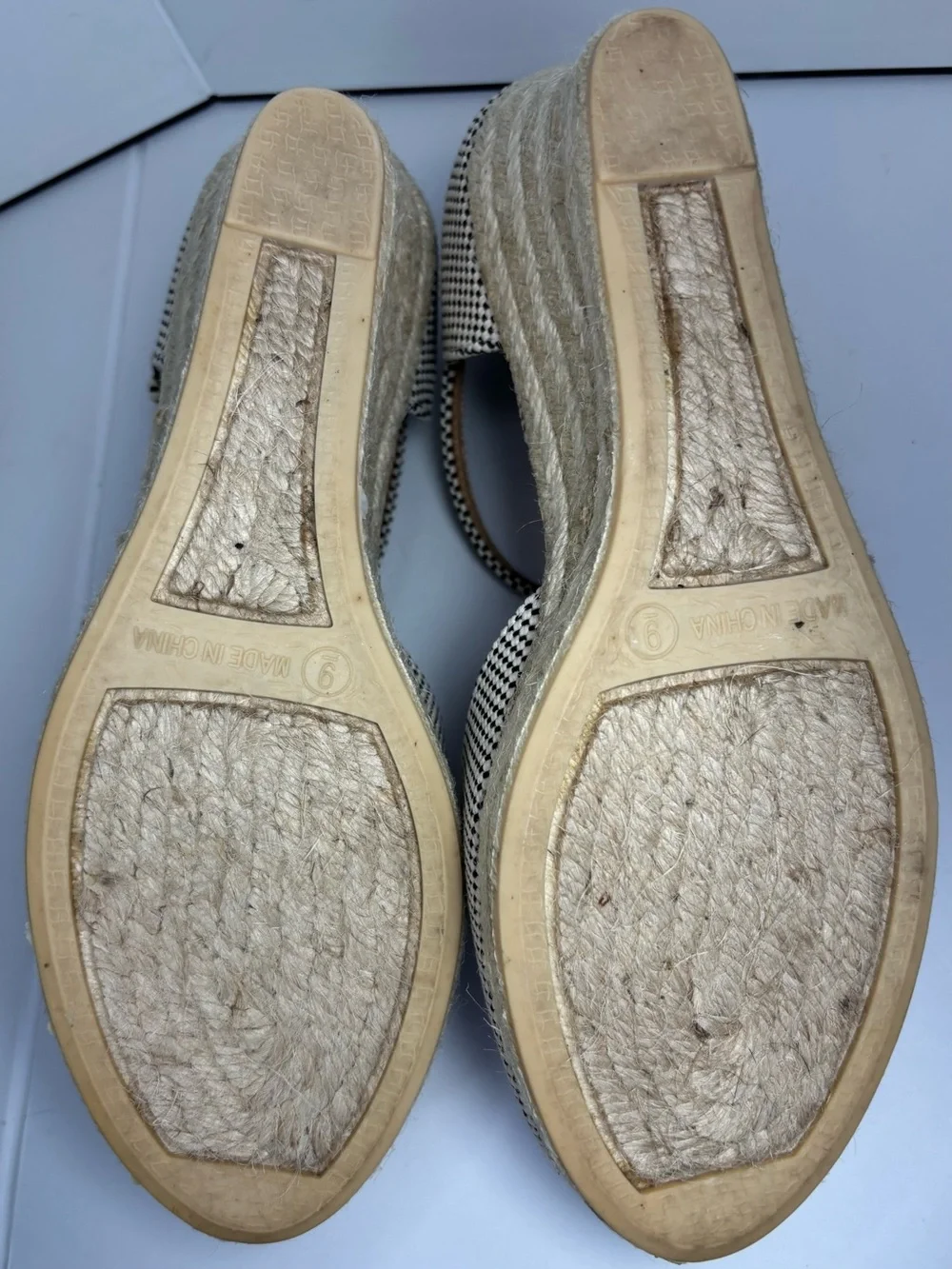 Talbots Black White Espadrille Wedge Shoes Colorful Pom Pom Ankle Strap 9